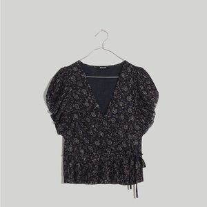 Madewell Flutter-Sleeve Wrap Top in Floral | Size M